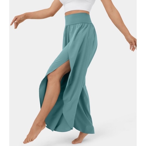 HALARA Breezeful High Waisted Pocket Palazzo Flowy Split Wide Leg Pants - Picture 1 of 7